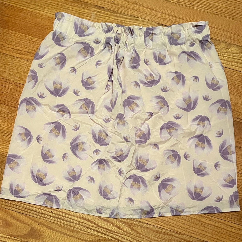 Buttons Purple Floral Mini Skirt